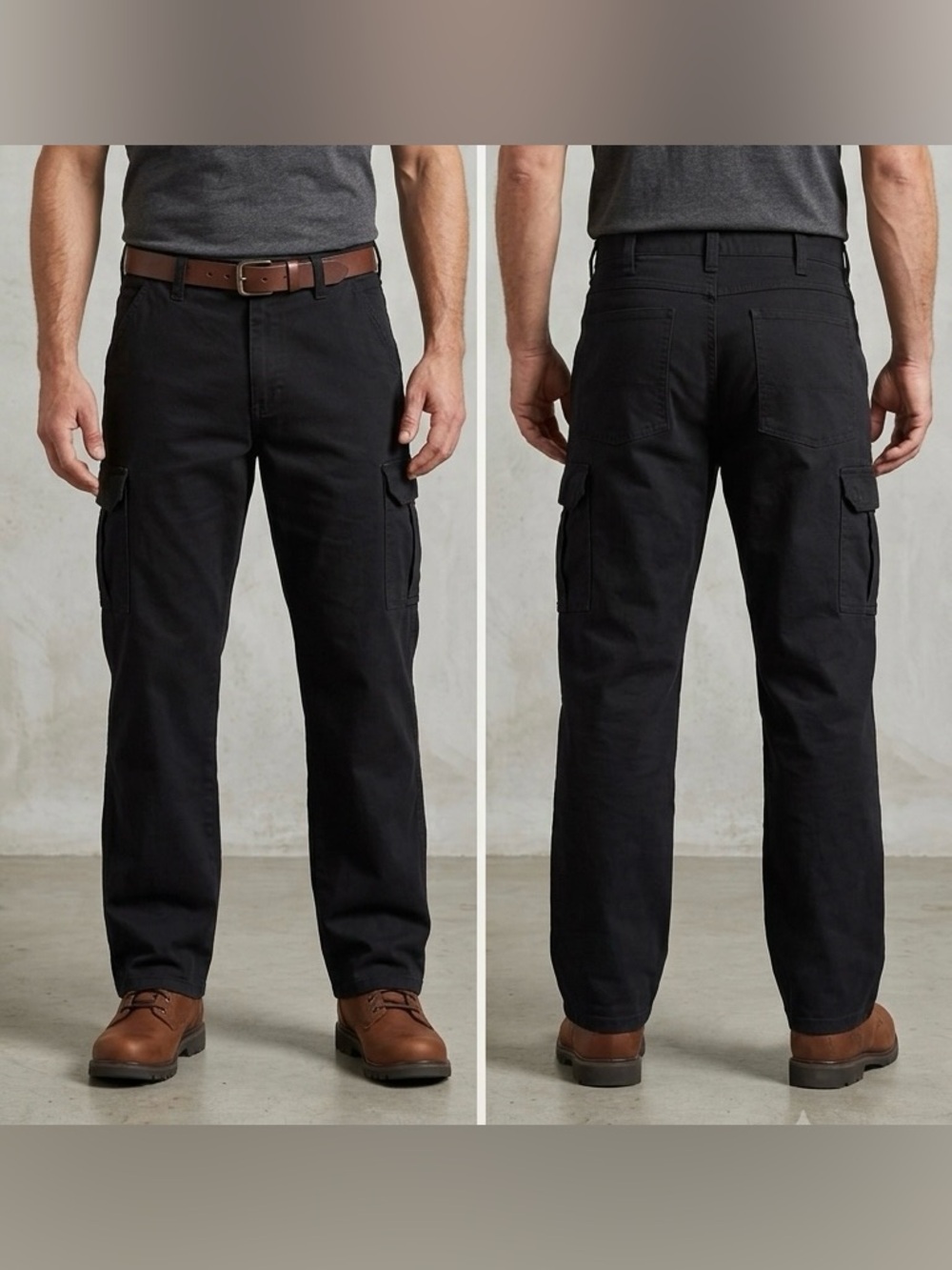 Wrangler Men's Black Cargo Pants with Side Utility Pockets